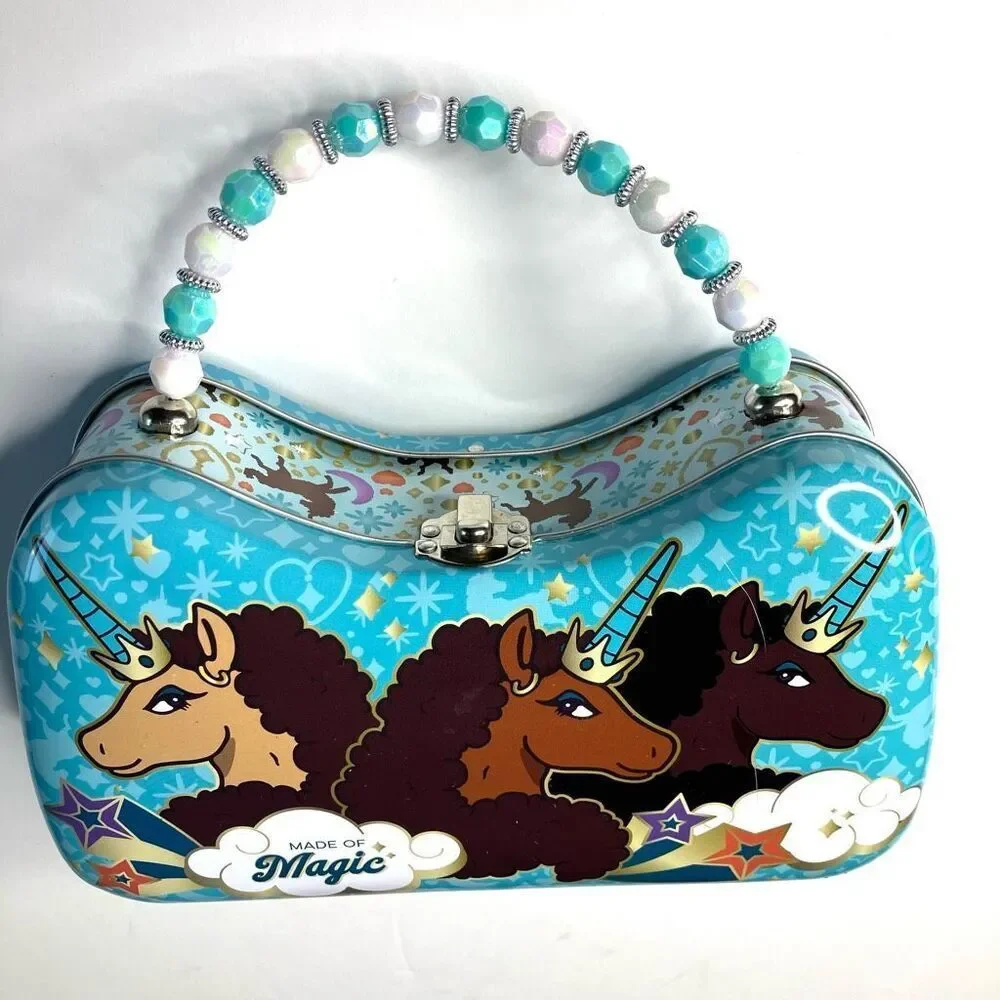 Afro Unicorn Scoop Purse Tin Carry All